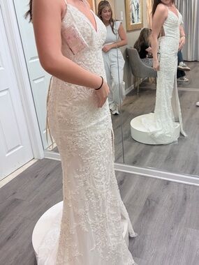 Faviana Ivory Beaded Lace Wedding Gown